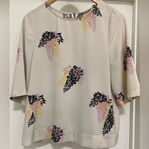 DKNYC Cream Print 3/4 Sleeve Blouse - XS